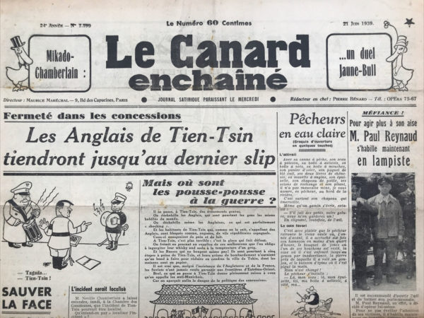 N° 1199 du Canard Enchaîné -  21 Juin 1939