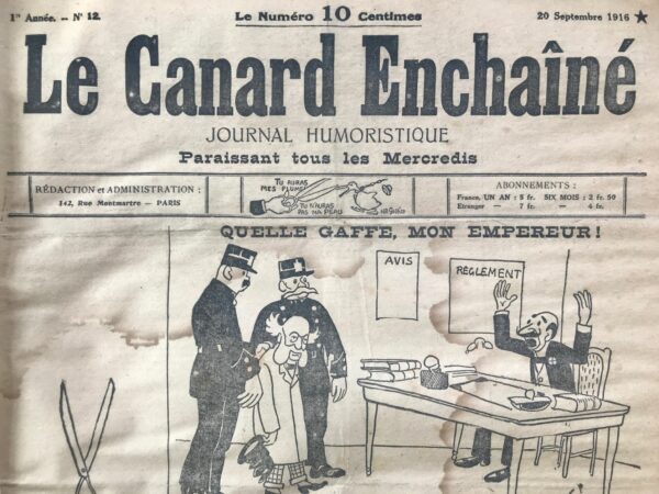 N° 12 du Canard Enchaîné -  20 Septembre 1916