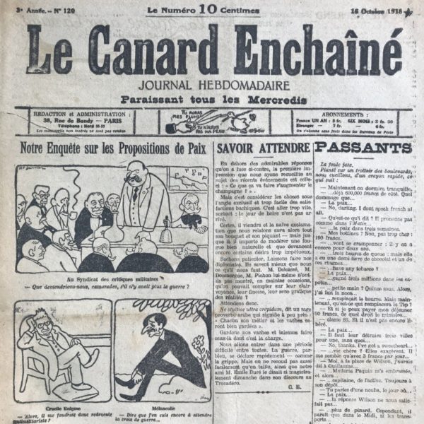N° 120 du Canard Enchaîné -  16 Octobre 1918