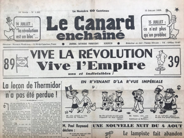 N° 1202 du Canard Enchaîné -  12 Juillet 1939