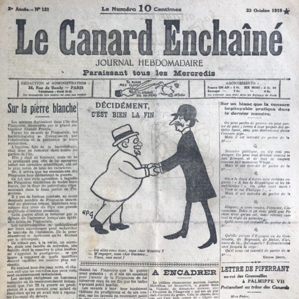 N° 121 du Canard Enchaîné -  23 Octobre 1918