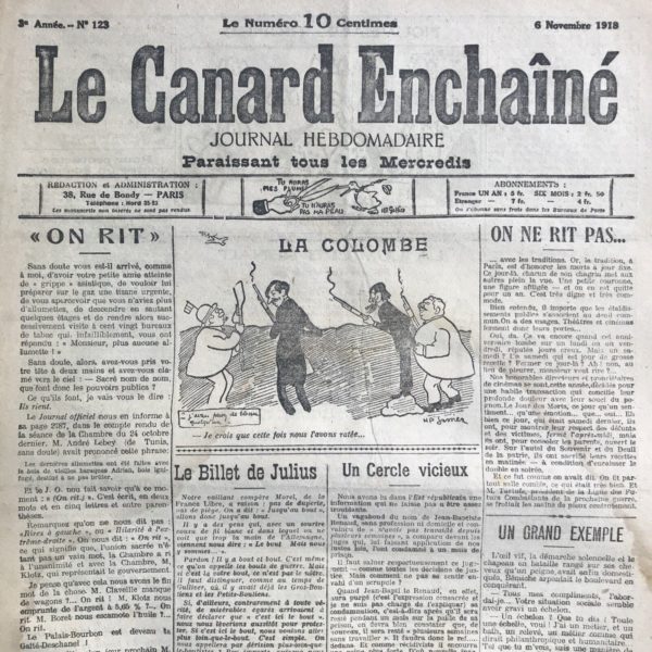 N° 123 du Canard Enchaîné -  6 Novembre 1918