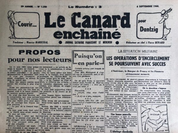 N° 1250 du Canard Enchaîné -  6 Septembre 1944