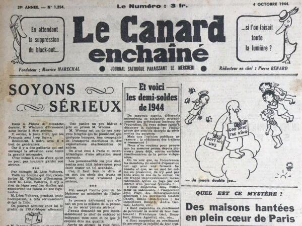 N° 1254 du Canard Enchaîné -  4 Octobre 1944