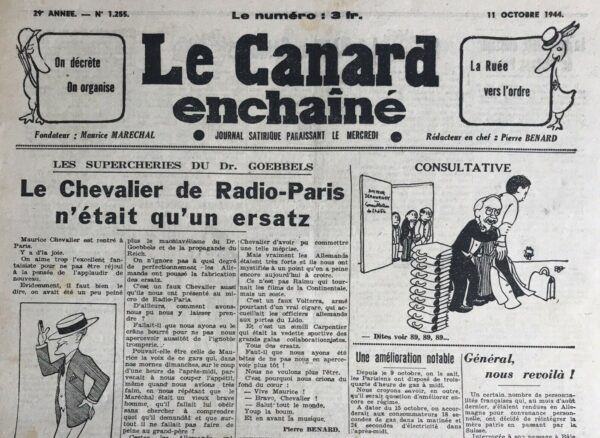 N° 1255 du Canard Enchaîné -  11 Octobre 1944