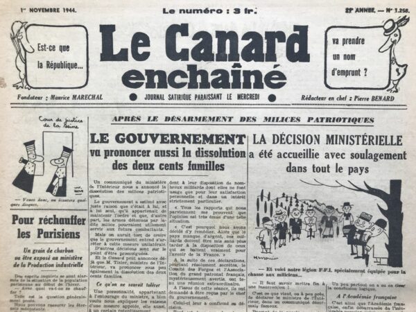 N° 1258 du Canard Enchaîné -  1 Novembre 1944