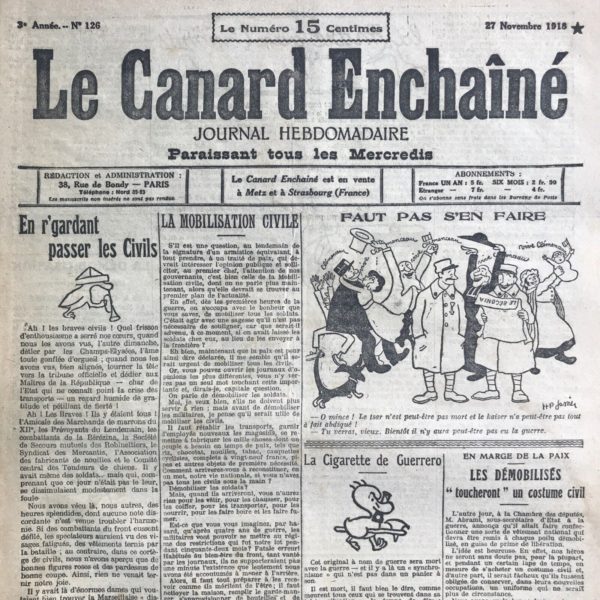 N° 126 du Canard Enchaîné -  27 Novembre 1918