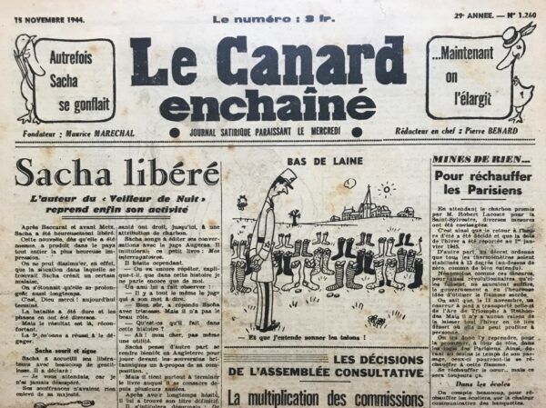 N° 1260 du Canard Enchaîné -  15 Novembre 1944