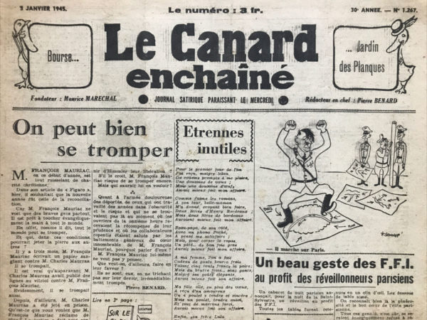 N° 1267 du Canard Enchaîné -  3 Janvier 1945