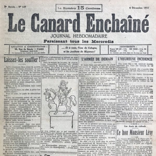 N° 127 du Canard Enchaîné -  4 Décembre 1918