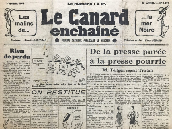 N° 1272 du Canard Enchaîné -  7 Février 1945