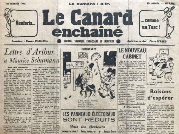 N° 1275 du Canard Enchaîné -  28 Février 1945