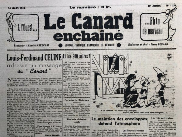 N° 1277 du Canard Enchaîné -  14 Mars 1945