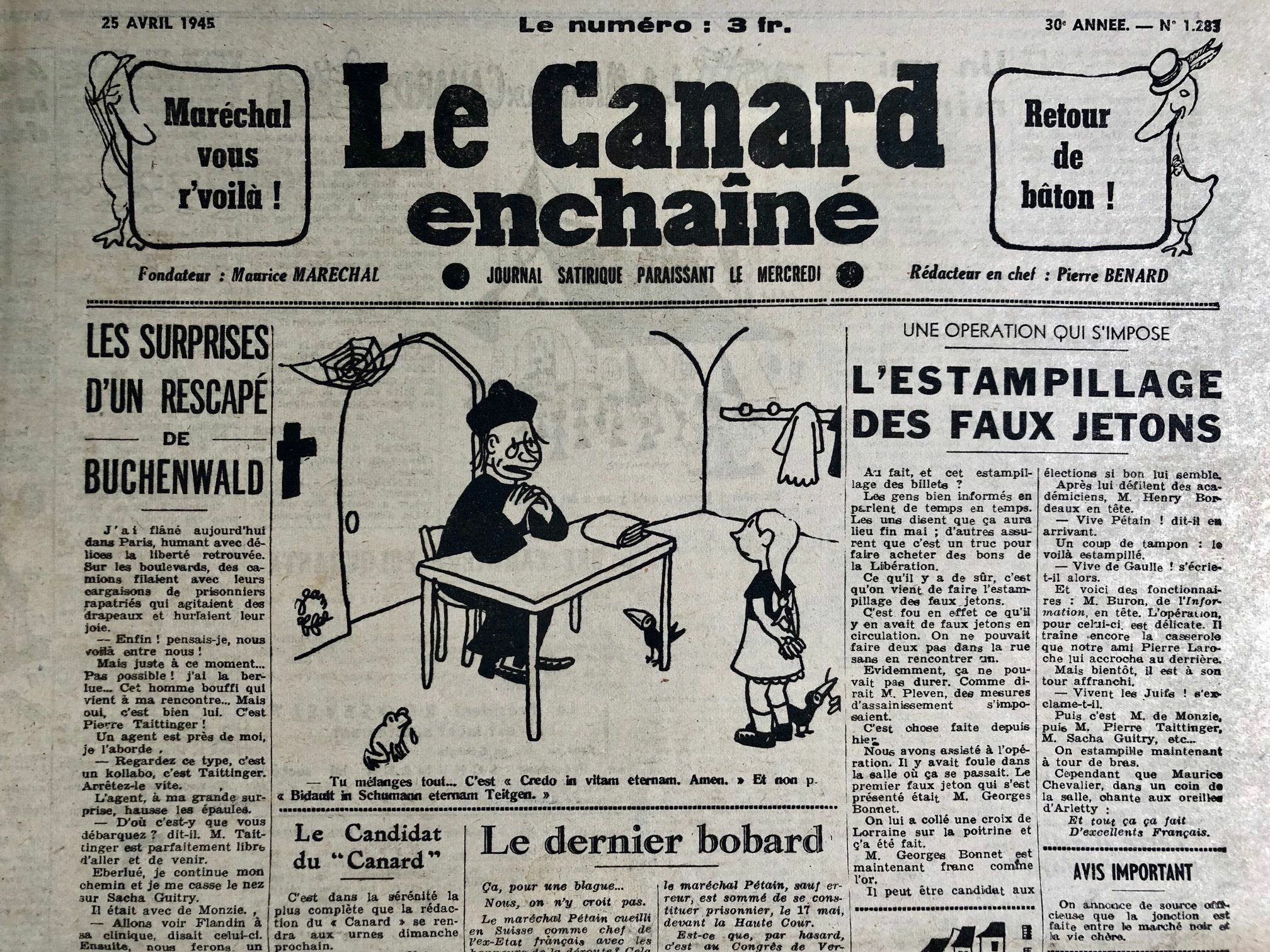 Couac ! | Acheter un Canard | Vente d'Anciens Journaux du Canard Enchaîné. Des Journaux Satiriques de Collection, Historiques & Authentiques de 1916 à 2004 ! | 1283 1 rotated