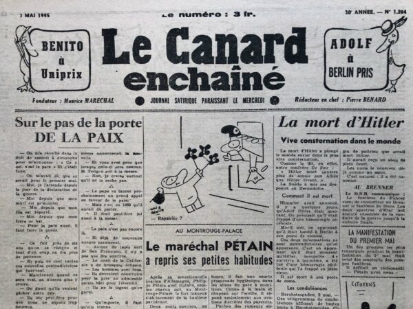 N° 1284 du Canard Enchaîné -  3 Mai 1945