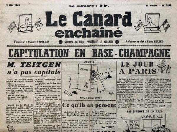 N° 1285 du Canard Enchaîné -  9 Mai 1945