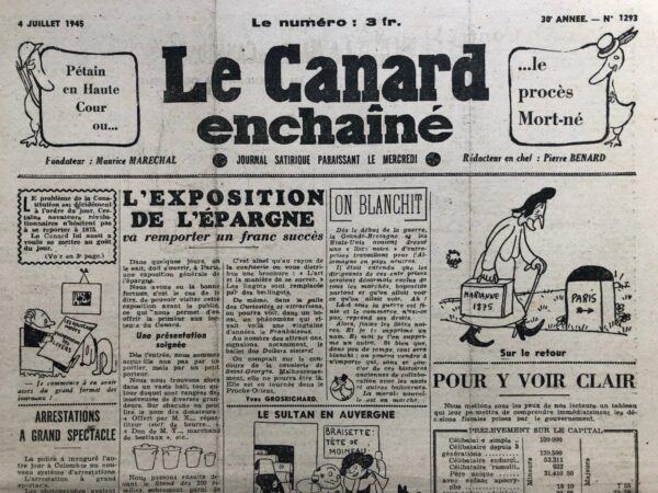 N° 1293 du Canard Enchaîné -  4 Juillet 1945