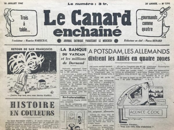 N° 1295 du Canard Enchaîné -  18 Juillet 1945