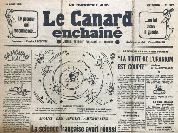 N° 1299 du Canard Enchaîné -  15 Août 1945