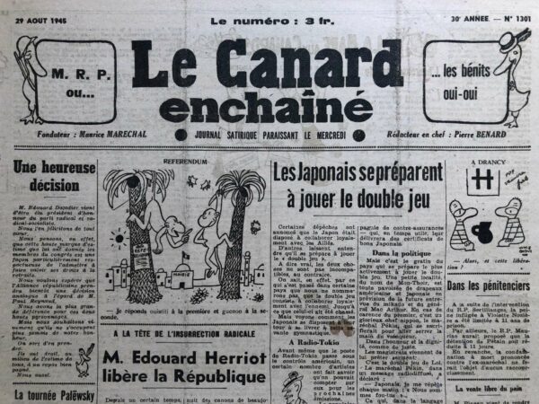 N° 1301 du Canard Enchaîné -  29 Août 1945