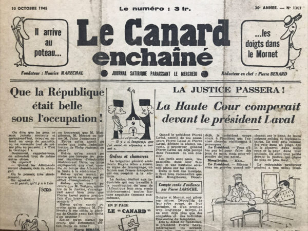 N° 1307 du Canard Enchaîné -  10 Octobre 1945