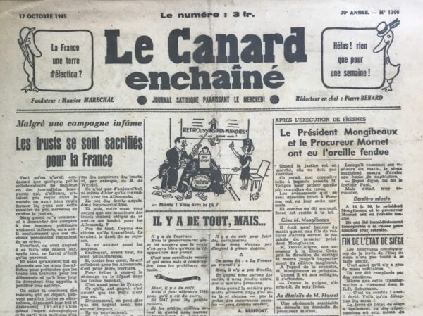 N° 1308 du Canard Enchaîné -  17 Octobre 1945