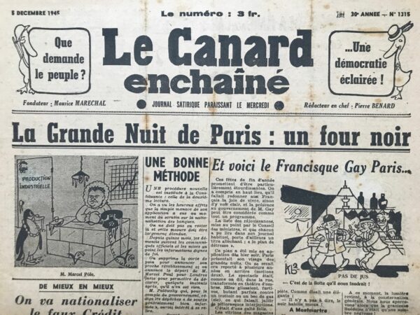 N° 1315 du Canard Enchaîné -  5 Décembre 1945