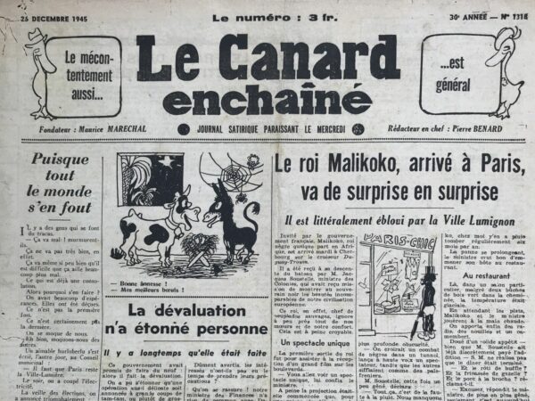 N° 1318 du Canard Enchaîné -  26 Décembre 1945