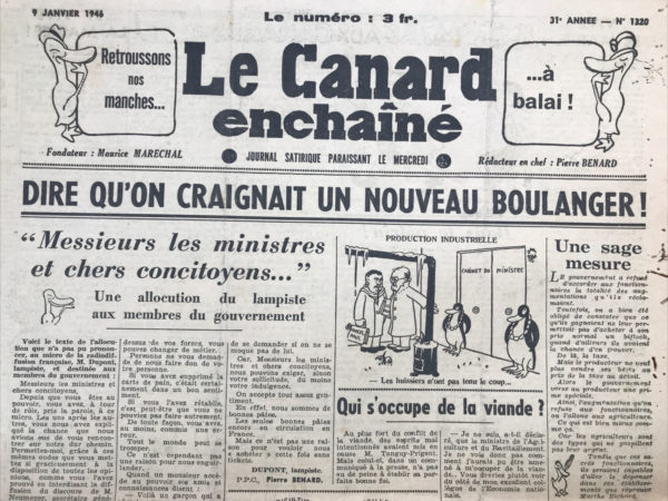 N° 1320 du Canard Enchaîné -  9 Janvier 1946