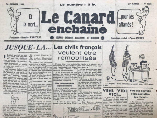 N° 1321 du Canard Enchaîné -  16 Janvier 1946