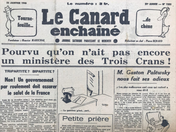 N° 1322 du Canard Enchaîné -  23 Janvier 1946