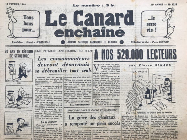 N° 1325 du Canard Enchaîné -  13 Février 1946