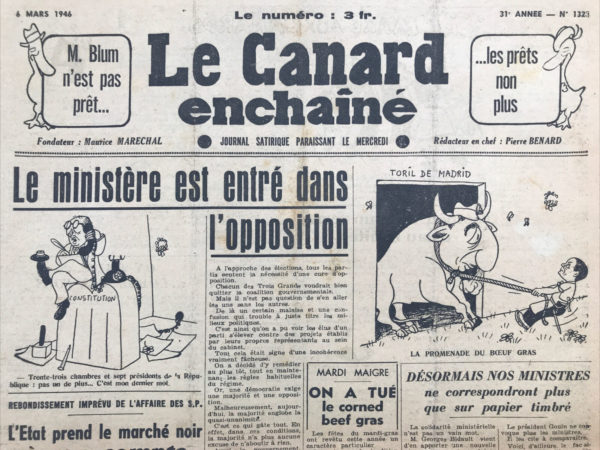N° 1328 du Canard Enchaîné -  6 Mars 1946