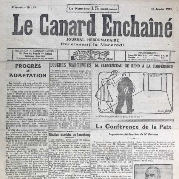 N° 133 du Canard Enchaîné -  15 Janvier 1919