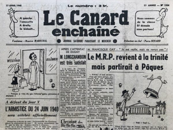 N° 1334 du Canard Enchaîné -  17 Avril 1946