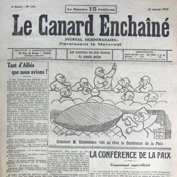 N° 134 du Canard Enchaîné -  22 Janvier 1919