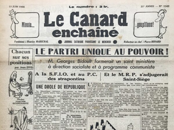 N° 1342 du Canard Enchaîné -  12 Juin 1946