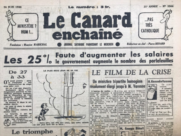 N° 1344 du Canard Enchaîné -  26 Juin 1946