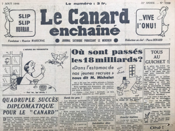 N° 1350 du Canard Enchaîné -  7 Août 1946