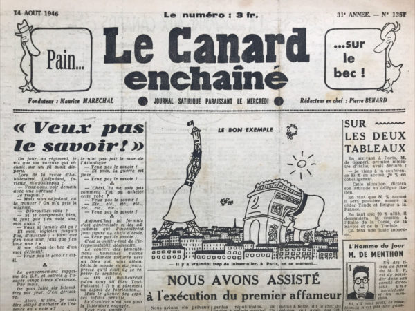 N° 1351 du Canard Enchaîné -  14 Août 1946