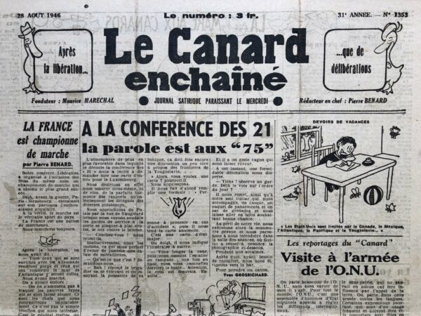 N° 1353 du Canard Enchaîné -  28 Août 1946