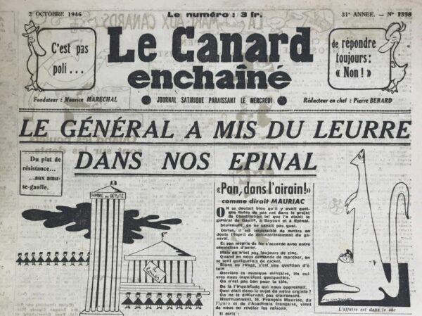 N° 1358 du Canard Enchaîné -  2 Octobre 1946