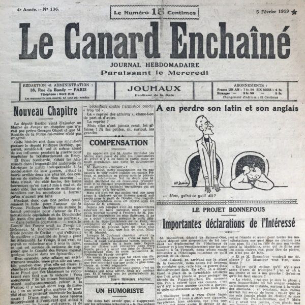 N° 136 du Canard Enchaîné -  5 Février 1919