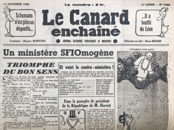 N° 1369 du Canard Enchaîné -  18 Décembre 1946