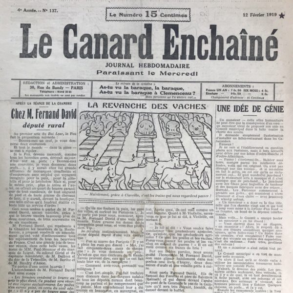 N° 137 du Canard Enchaîné -  12 Février 1919