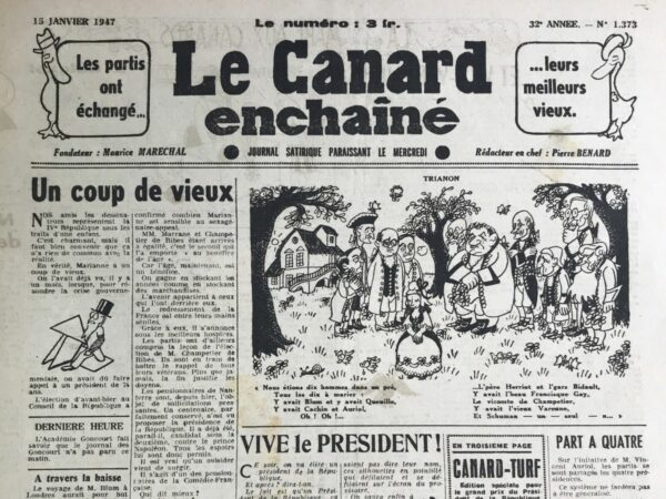 N° 1373 du Canard Enchaîné -  15 Janvier 1947