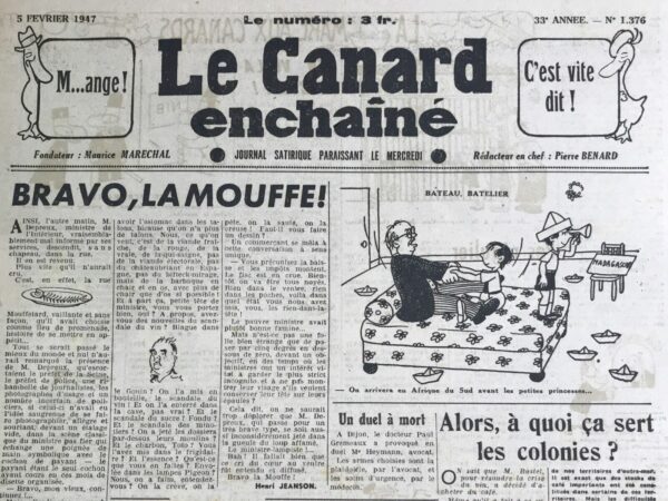 N° 1376 du Canard Enchaîné -  5 Février 1947