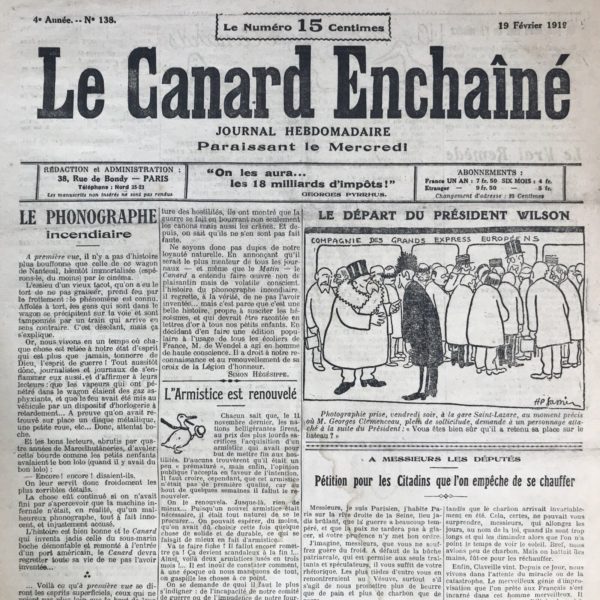 N° 138 du Canard Enchaîné -  19 Février 1919