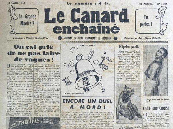 N° 1380 du Canard Enchaîné -  2 Avril 1947