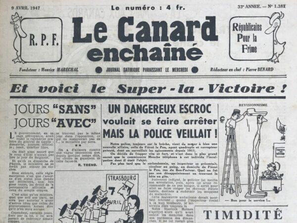 N° 1381 du Canard Enchaîné -  9 Avril 1947
